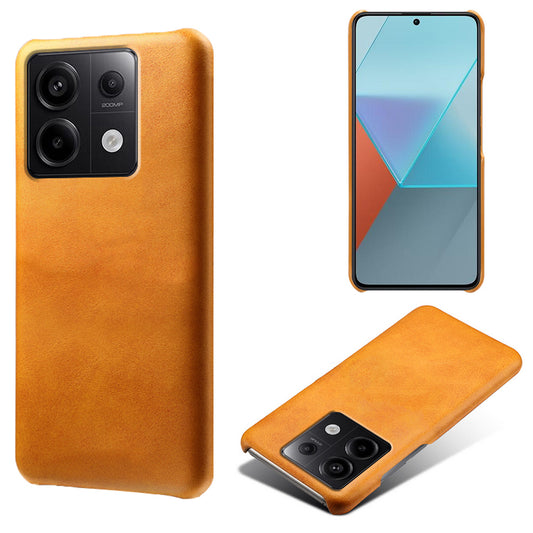 For Xiaomi Redmi Note 13 Pro 5G / Poco X6 5G Case Calf Texture Anti-Scratch PU+PC Phone Shell - Orange