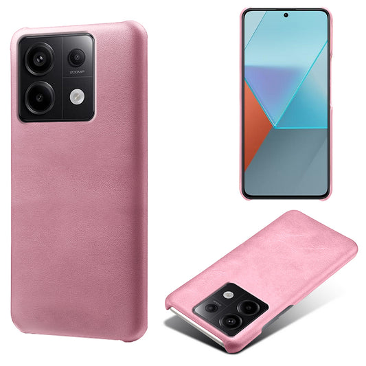 For Xiaomi Redmi Note 13 Pro 5G / Poco X6 5G Case Calf Texture Anti-Scratch PU+PC Phone Shell - Rose Gold