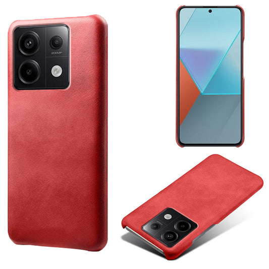 For Xiaomi Redmi Note 13 Pro 5G / Poco X6 5G Case Calf Texture Anti-Scratch PU+PC Phone Shell - Red