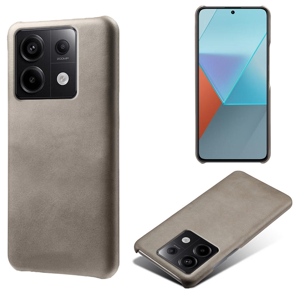 For Xiaomi Redmi Note 13 Pro 5G / Poco X6 5G Case Calf Texture Anti-Scratch PU+PC Phone Shell - Grey