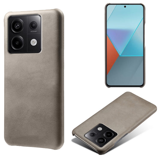 For Xiaomi Redmi Note 13 Pro 5G / Poco X6 5G Case Calf Texture Anti-Scratch PU+PC Phone Shell - Grey
