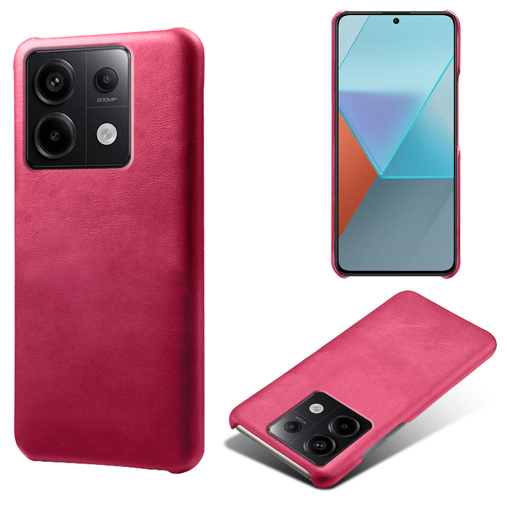 For Xiaomi Redmi Note 13 Pro 5G / Poco X6 5G Case Calf Texture Anti-Scratch PU+PC Phone Shell - Rose