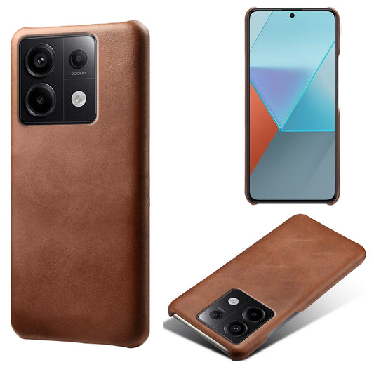 For Xiaomi Redmi Note 13 Pro 5G / Poco X6 5G Case Calf Texture Anti-Scratch PU+PC Phone Shell - Brown