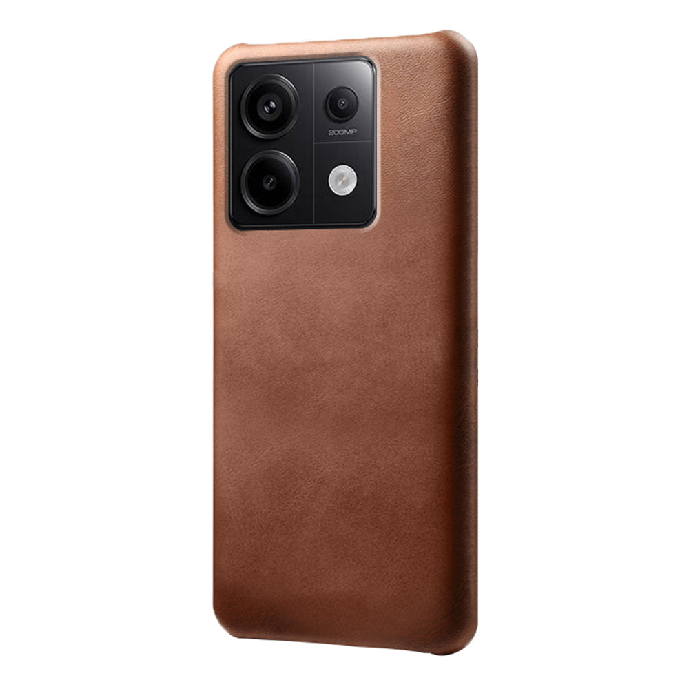 For Xiaomi Redmi Note 13 Pro 5G / Poco X6 5G Case Calf Texture Anti-Scratch PU+PC Phone Shell - Brown