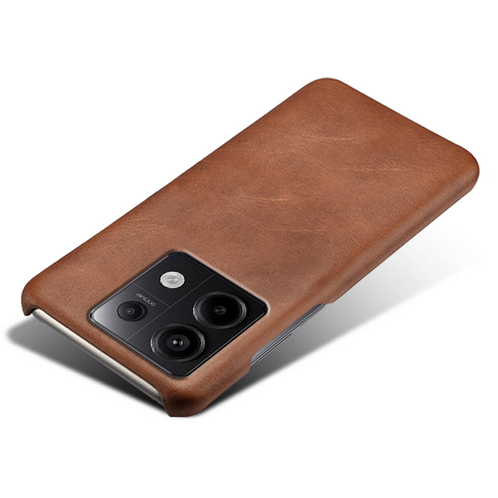For Xiaomi Redmi Note 13 Pro 5G / Poco X6 5G Case Calf Texture Anti-Scratch PU+PC Phone Shell - Brown