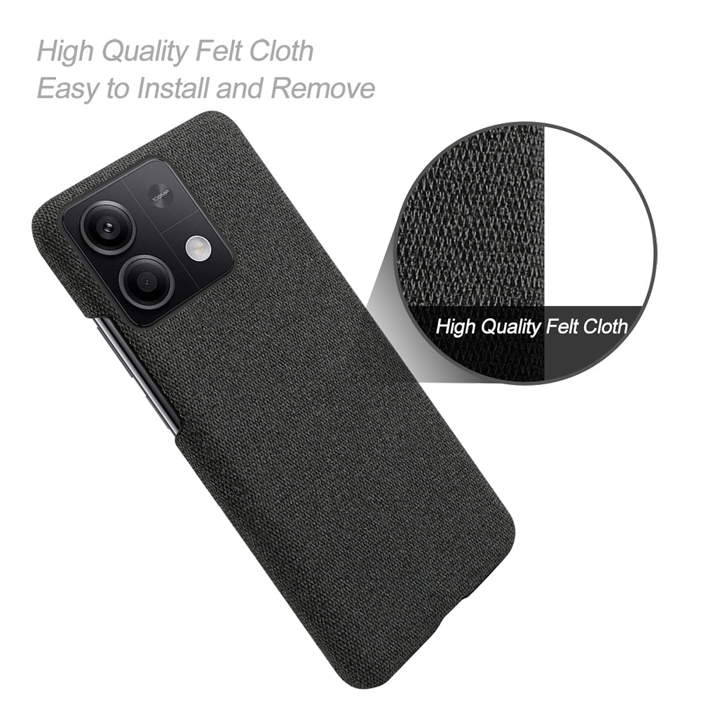 Ultra-light Phone Cover for Xiaomi Redmi Note 13 5G Case Shockproof Cloth+PC Shell - Black