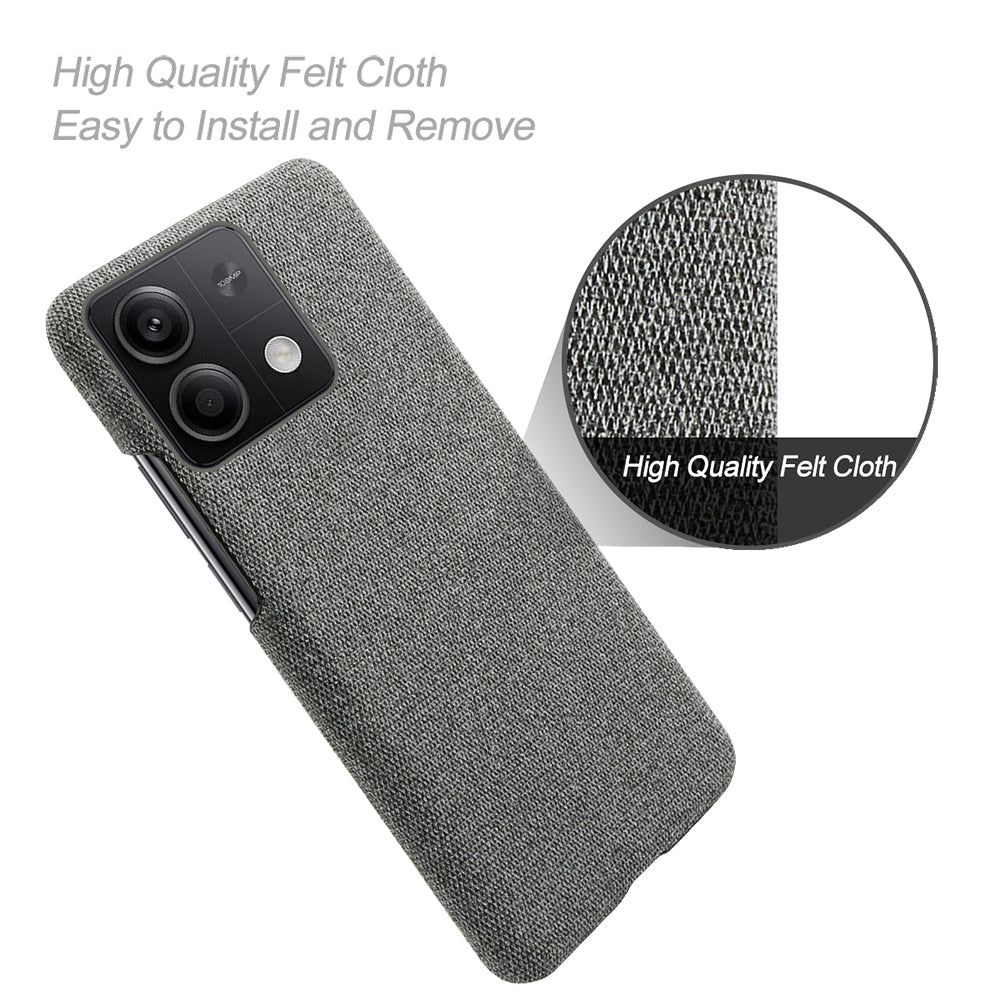 Ultra-light Phone Cover for Xiaomi Redmi Note 13 5G Case Shockproof Cloth+PC Shell - Grey