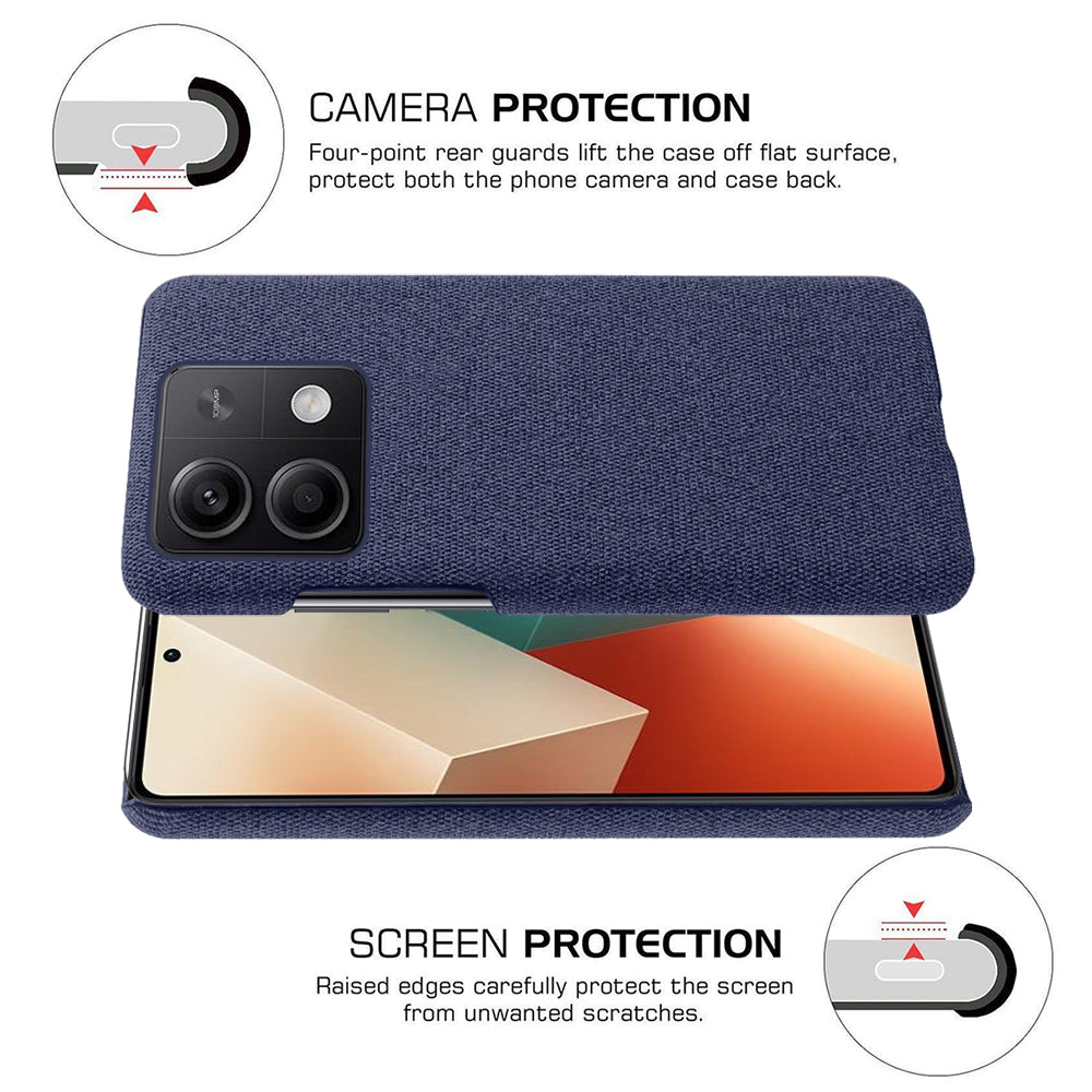 Ultra-light Phone Cover for Xiaomi Redmi Note 13 5G Case Shockproof Cloth+PC Shell - Blue