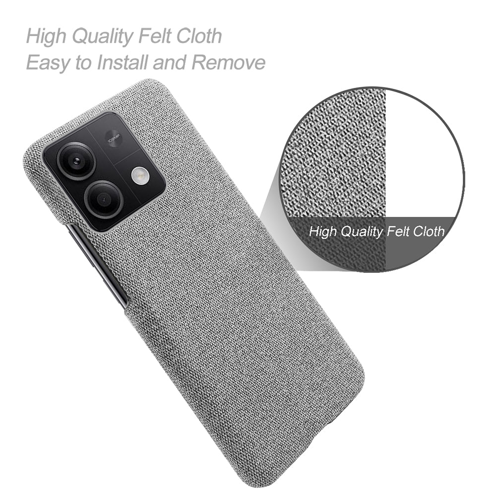 Ultra-light Phone Cover for Xiaomi Redmi Note 13 5G Case Shockproof Cloth+PC Shell - Light Grey