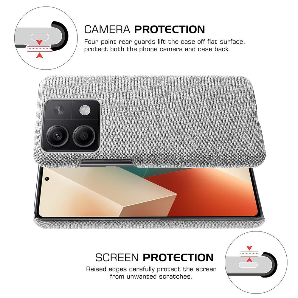 Ultra-light Phone Cover for Xiaomi Redmi Note 13 5G Case Shockproof Cloth+PC Shell - Light Grey