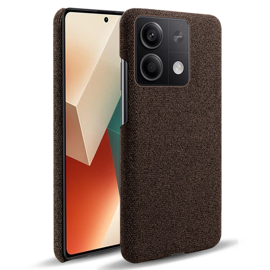Ultra-light Phone Cover for Xiaomi Redmi Note 13 5G Case Shockproof Cloth+PC Shell - Brown