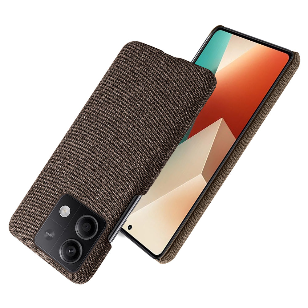 Ultra-light Phone Cover for Xiaomi Redmi Note 13 5G Case Shockproof Cloth+PC Shell - Brown
