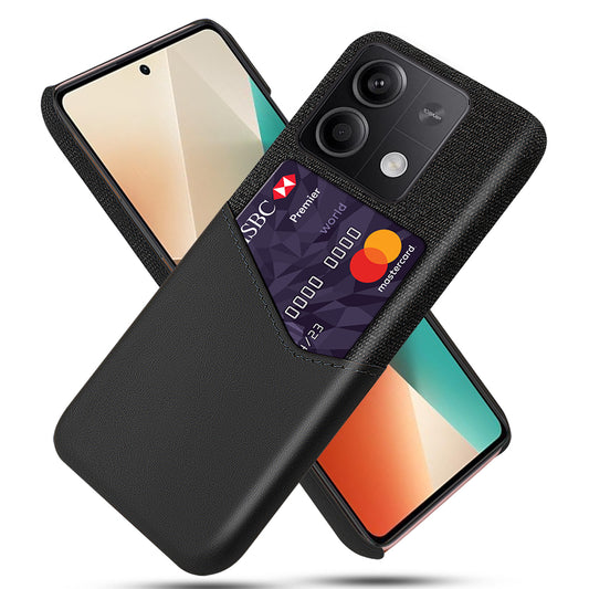 PU+PC Case for Xiaomi Redmi Note 13 5G Case Cloth Texture Phone Cover with Card Slot - Black