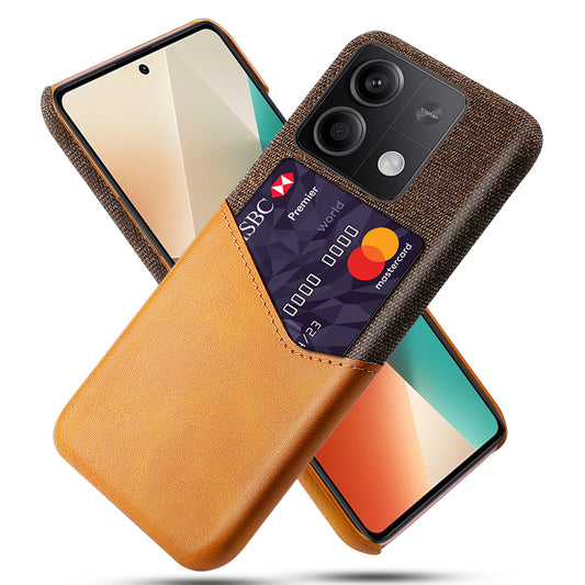 PU+PC Case for Xiaomi Redmi Note 13 5G Case Cloth Texture Phone Cover with Card Slot - Orange