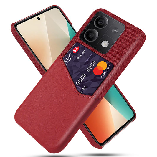 PU+PC Case for Xiaomi Redmi Note 13 5G Case Cloth Texture Phone Cover with Card Slot - Red