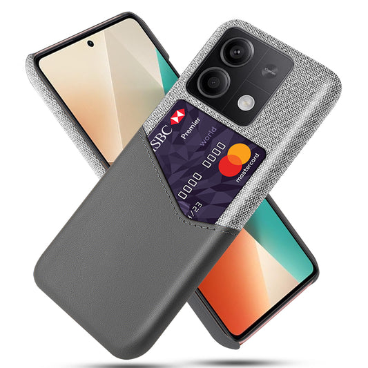 PU+PC Case for Xiaomi Redmi Note 13 5G Case Cloth Texture Phone Cover with Card Slot - Grey