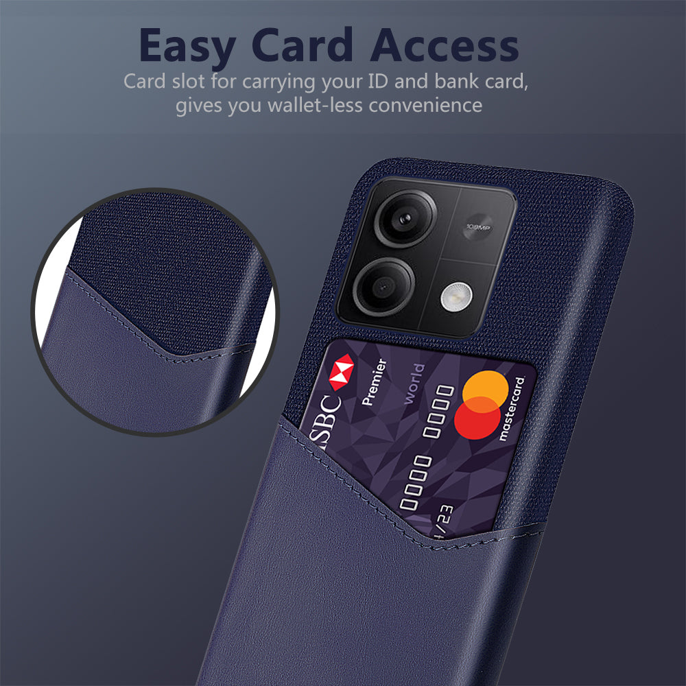 PU+PC Case for Xiaomi Redmi Note 13 5G Case Cloth Texture Phone Cover with Card Slot - Blue