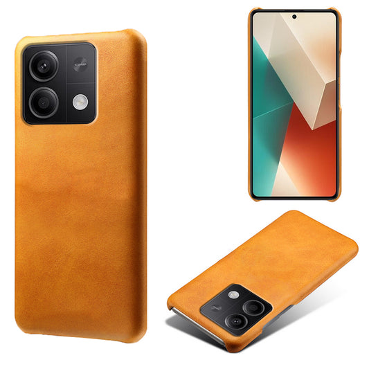 For Xiaomi Redmi Note 13 5G Case Calf Texture Anti-Drop PU+PC Phone Shell - Orange