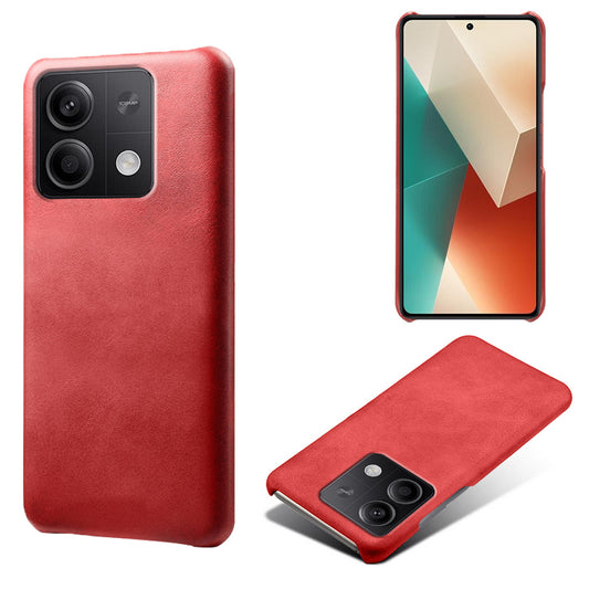 For Xiaomi Redmi Note 13 5G Case Calf Texture Anti-Drop PU+PC Phone Shell - Red