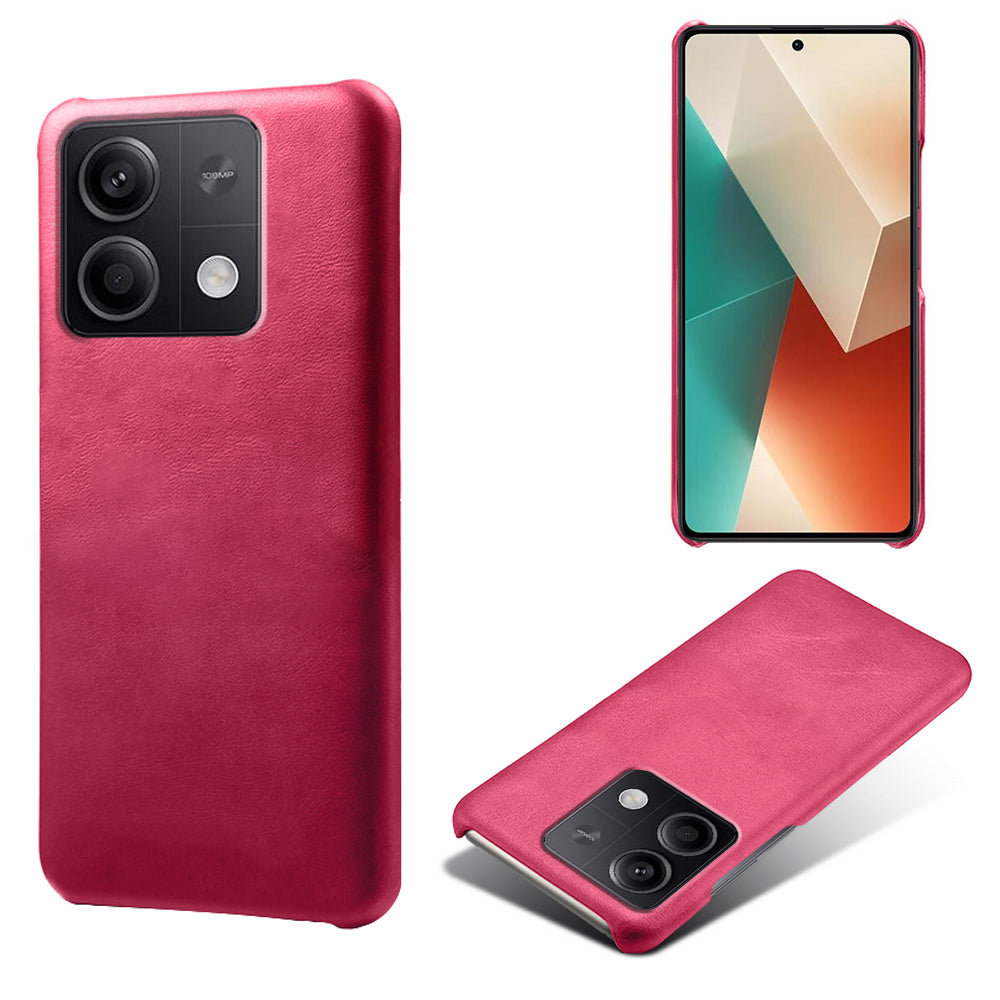 For Xiaomi Redmi Note 13 5G Case Calf Texture Anti-Drop PU+PC Phone Shell - Rose