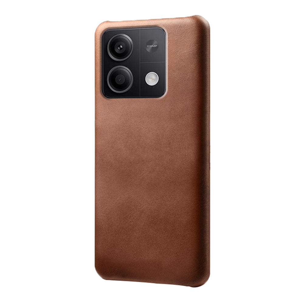 For Xiaomi Redmi Note 13 5G Case Calf Texture Anti-Drop PU+PC Phone Shell - Brown
