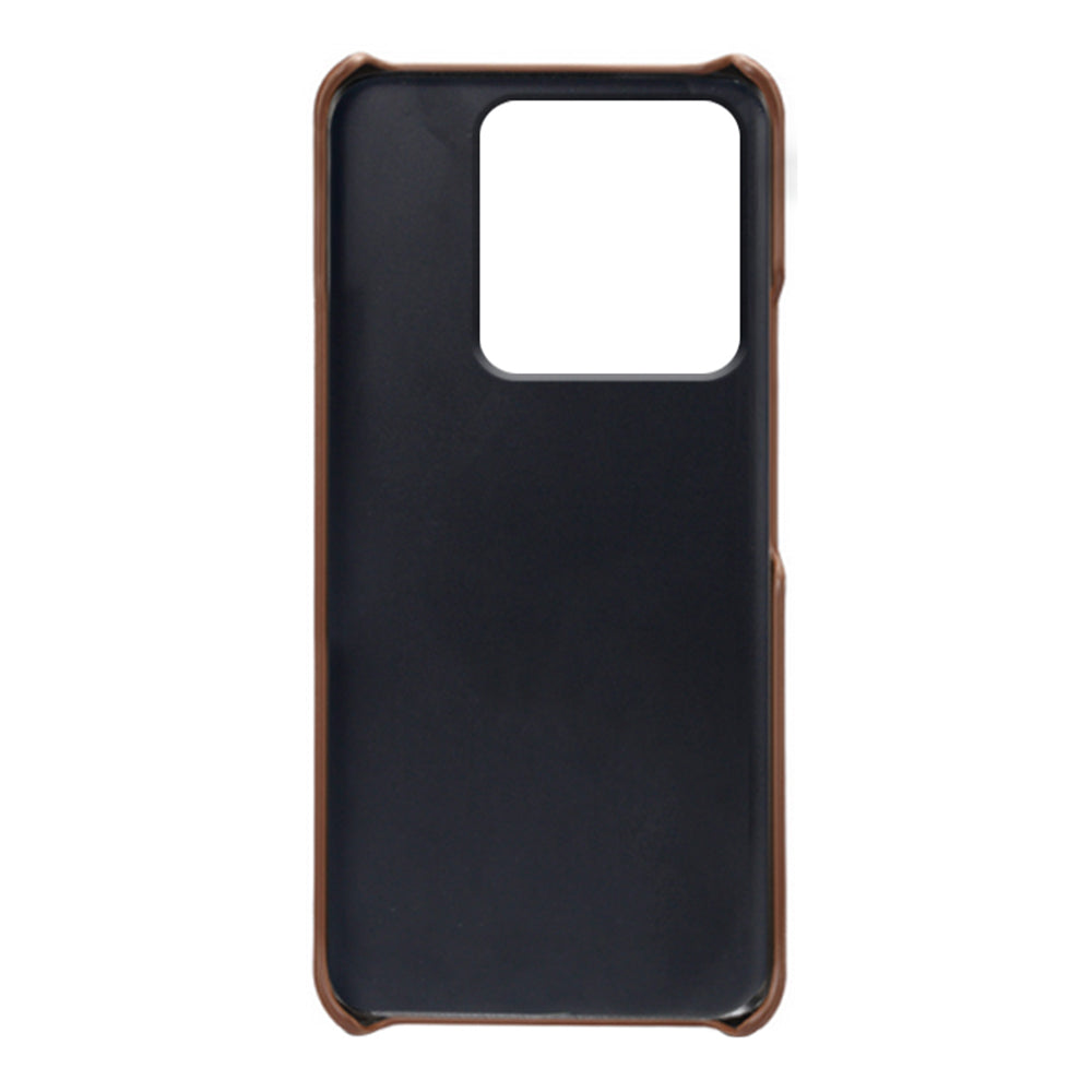 For Xiaomi Redmi Note 13 5G Case Calf Texture Anti-Drop PU+PC Phone Shell - Brown