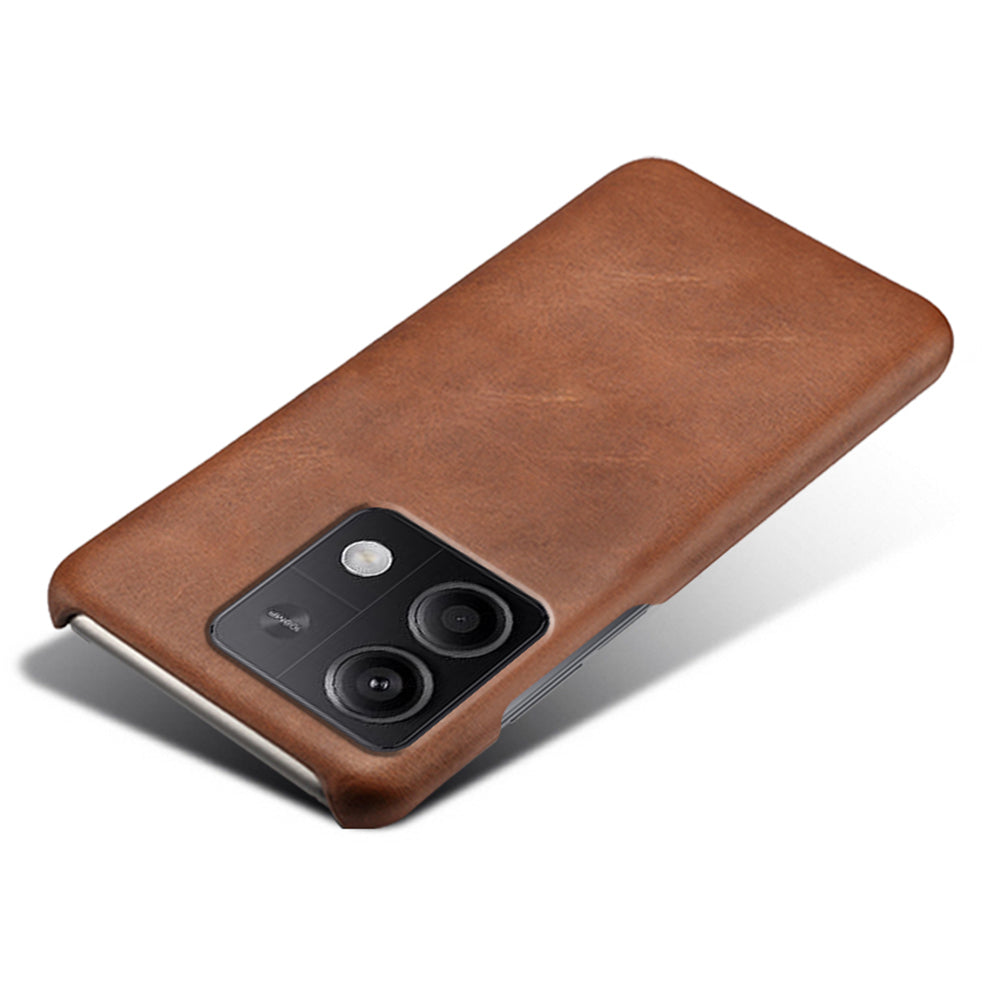 For Xiaomi Redmi Note 13 5G Case Calf Texture Anti-Drop PU+PC Phone Shell - Brown