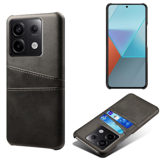 For Xiaomi Redmi Note 13 Pro 5G / Poco X6 5G Slim Case Shockproof PU+PC Phone Cover with Dual Card Slots - Black
