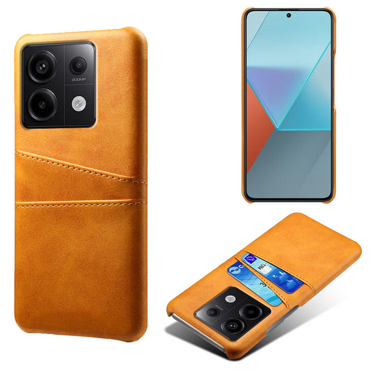 For Xiaomi Redmi Note 13 Pro 5G / Poco X6 5G Slim Case Shockproof PU+PC Phone Cover with Dual Card Slots - Orange