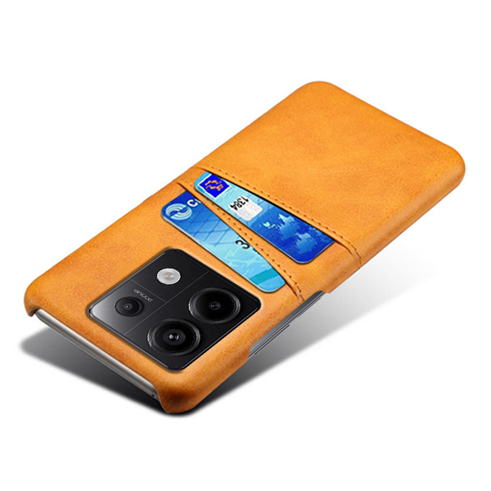 For Xiaomi Redmi Note 13 Pro 5G / Poco X6 5G Slim Case Shockproof PU+PC Phone Cover with Dual Card Slots - Orange