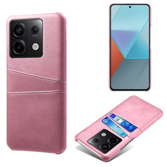 For Xiaomi Redmi Note 13 Pro 5G / Poco X6 5G Slim Case Shockproof PU+PC Phone Cover with Dual Card Slots - Rose Gold