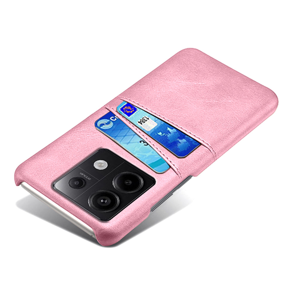 For Xiaomi Redmi Note 13 Pro 5G / Poco X6 5G Slim Case Shockproof PU+PC Phone Cover with Dual Card Slots - Rose Gold