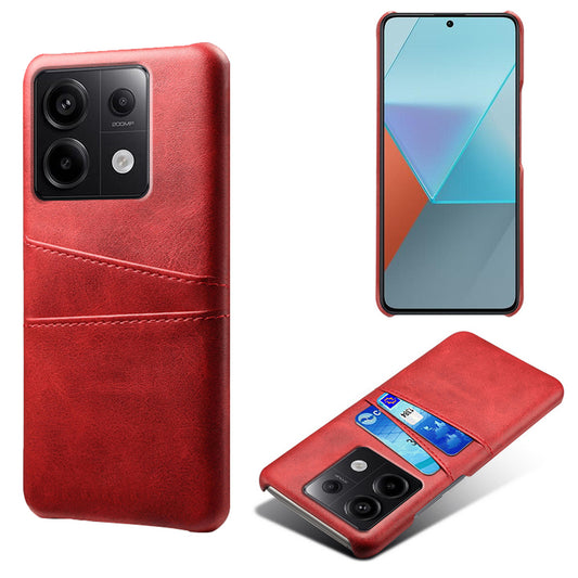 For Xiaomi Redmi Note 13 Pro 5G / Poco X6 5G Slim Case Shockproof PU+PC Phone Cover with Dual Card Slots - Red