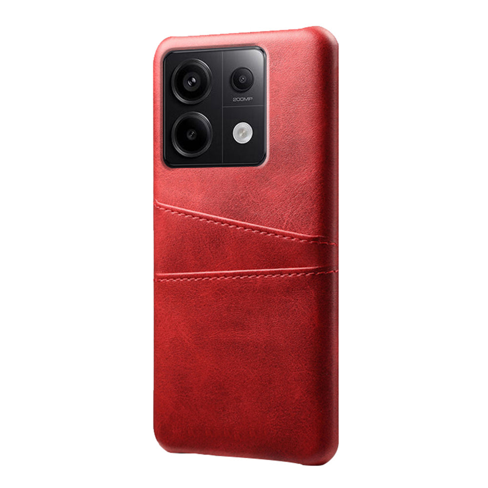 For Xiaomi Redmi Note 13 Pro 5G / Poco X6 5G Slim Case Shockproof PU+PC Phone Cover with Dual Card Slots - Red