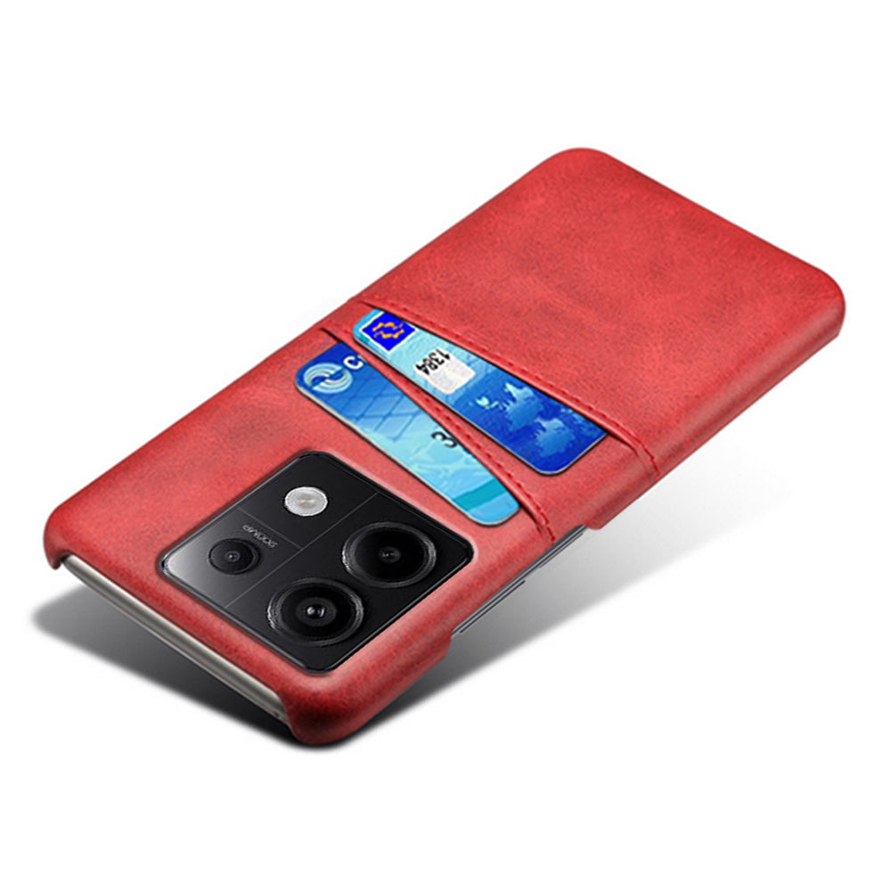 For Xiaomi Redmi Note 13 Pro 5G / Poco X6 5G Slim Case Shockproof PU+PC Phone Cover with Dual Card Slots - Red