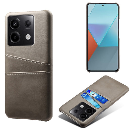 For Xiaomi Redmi Note 13 Pro 5G / Poco X6 5G Slim Case Shockproof PU+PC Phone Cover with Dual Card Slots - Grey