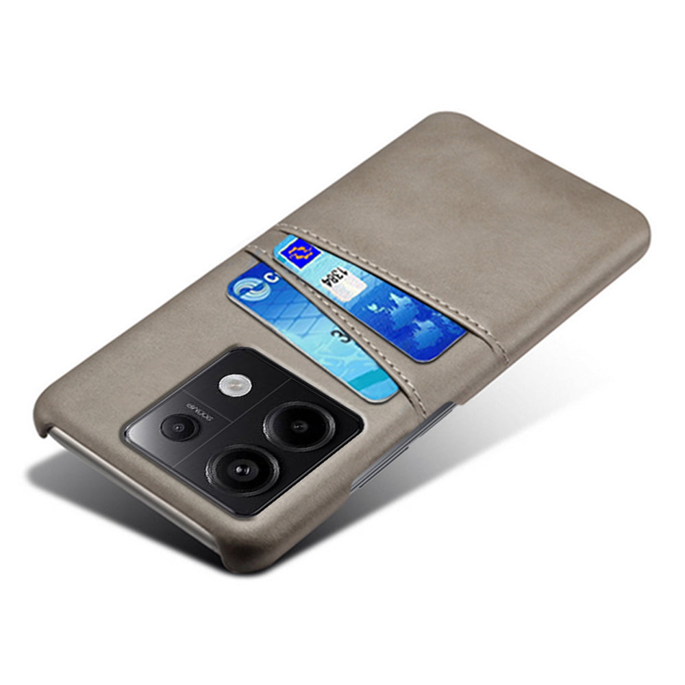 For Xiaomi Redmi Note 13 Pro 5G / Poco X6 5G Slim Case Shockproof PU+PC Phone Cover with Dual Card Slots - Grey