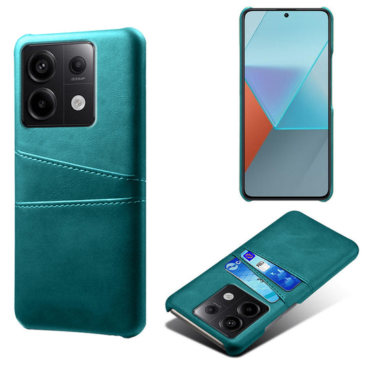 For Xiaomi Redmi Note 13 Pro 5G / Poco X6 5G Slim Case Shockproof PU+PC Phone Cover with Dual Card Slots - Green