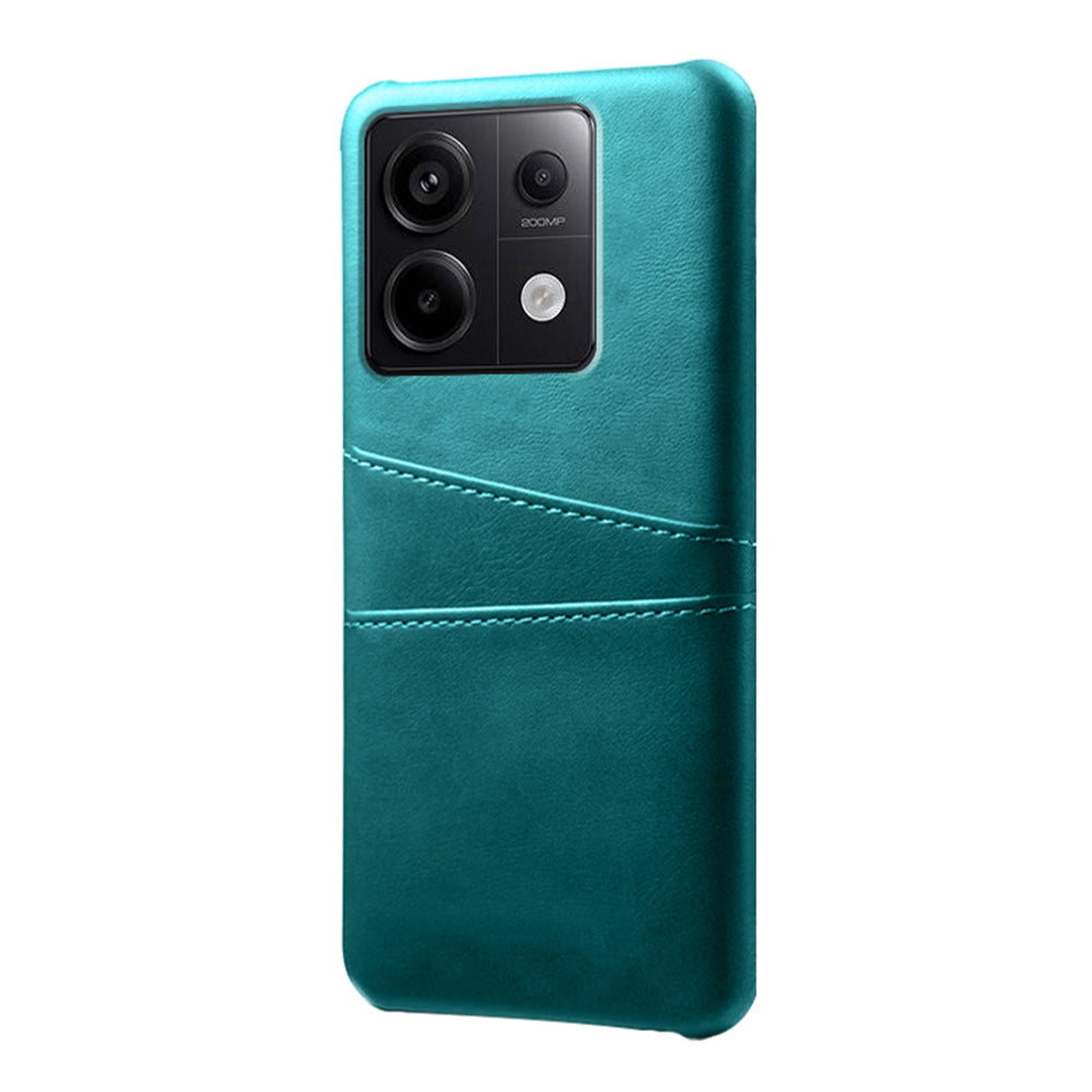 For Xiaomi Redmi Note 13 Pro 5G / Poco X6 5G Slim Case Shockproof PU+PC Phone Cover with Dual Card Slots - Green