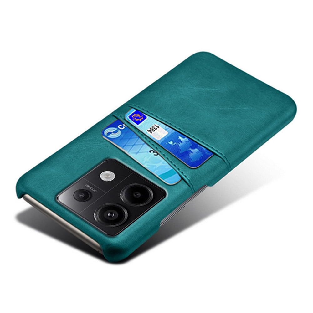 For Xiaomi Redmi Note 13 Pro 5G / Poco X6 5G Slim Case Shockproof PU+PC Phone Cover with Dual Card Slots - Green