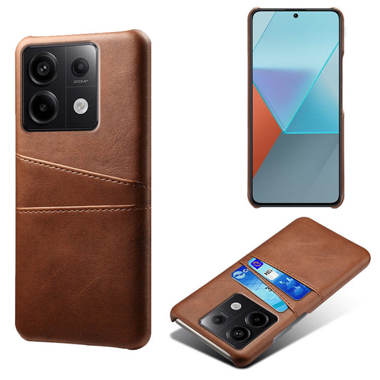 For Xiaomi Redmi Note 13 Pro 5G / Poco X6 5G Slim Case Shockproof PU+PC Phone Cover with Dual Card Slots - Brown