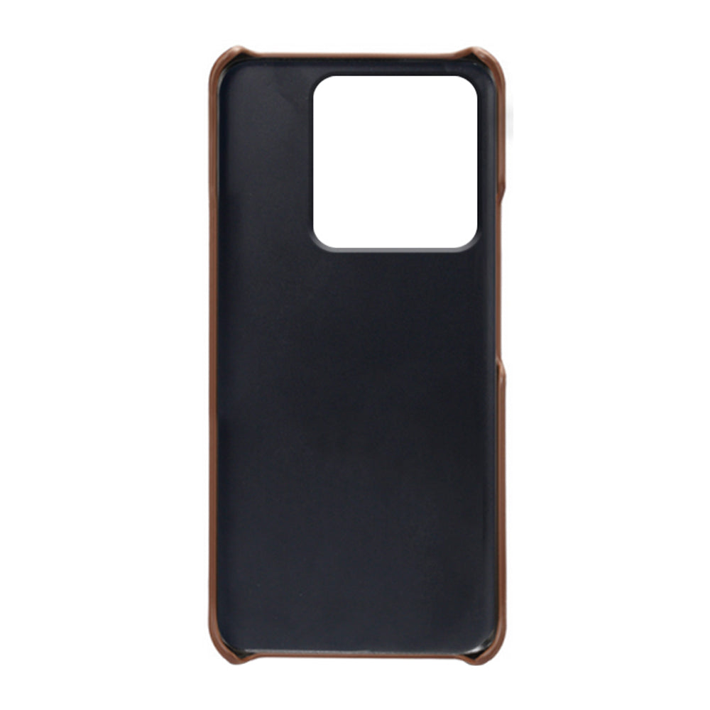 For Xiaomi Redmi Note 13 Pro 5G / Poco X6 5G Slim Case Shockproof PU+PC Phone Cover with Dual Card Slots - Brown