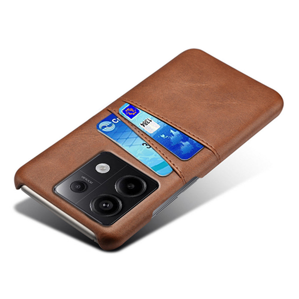 For Xiaomi Redmi Note 13 Pro 5G / Poco X6 5G Slim Case Shockproof PU+PC Phone Cover with Dual Card Slots - Brown