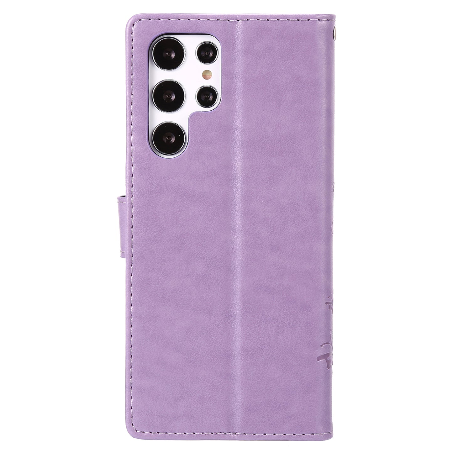 For Samsung Galaxy S24 Ultra Wallet Leather Cover Butterfly Imprinted Flip Stand Phone Case - Light Purple