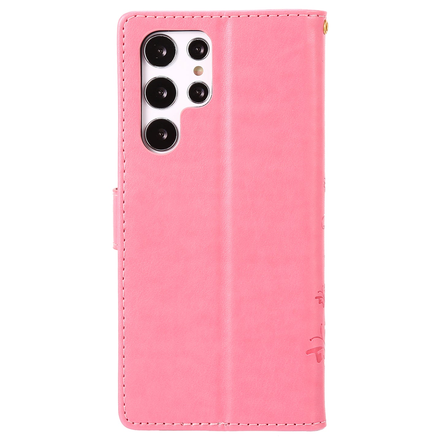 For Samsung Galaxy S24 Ultra Wallet Leather Cover Butterfly Imprinted Flip Stand Phone Case - Pink