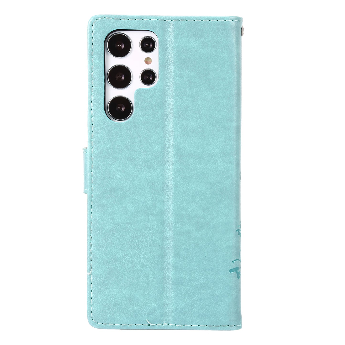 For Samsung Galaxy S24 Ultra Wallet Leather Cover Butterfly Imprinted Flip Stand Phone Case - Baby Blue