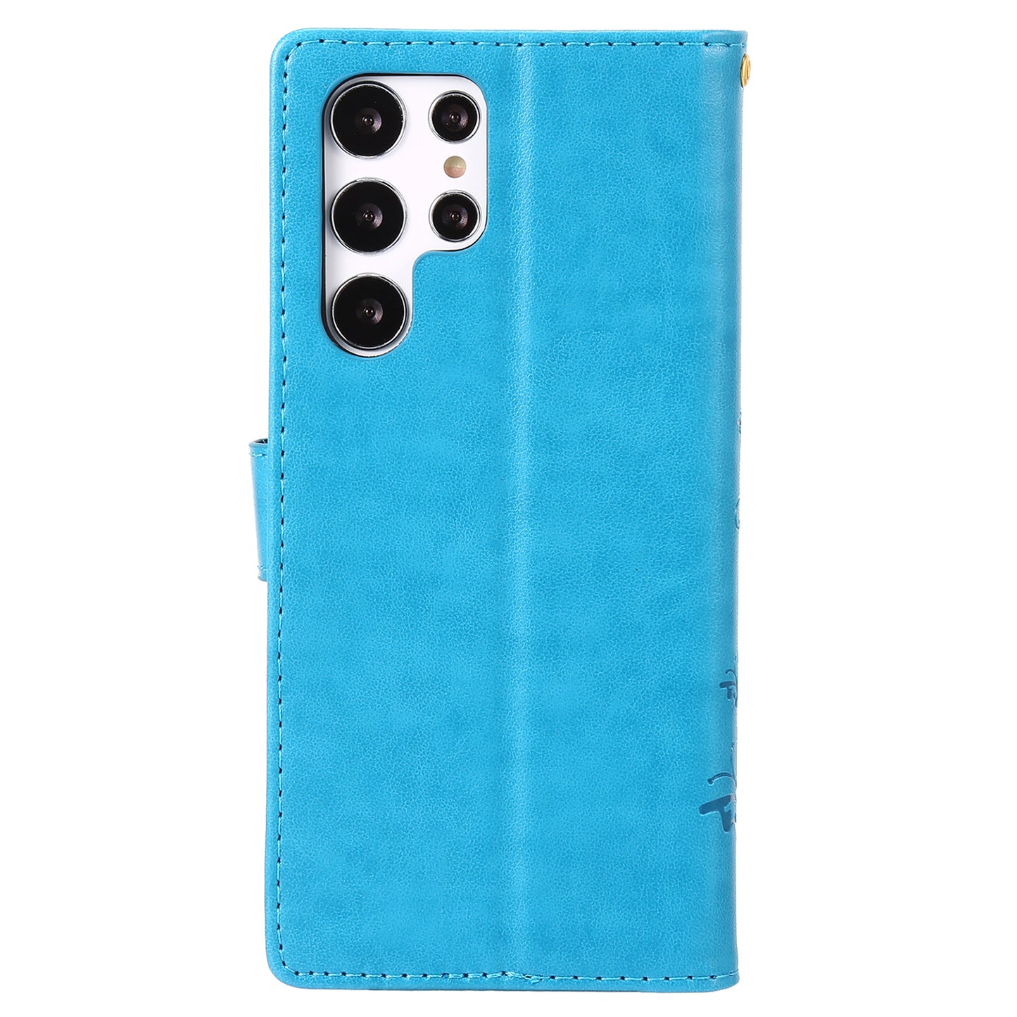 For Samsung Galaxy S24 Ultra Wallet Leather Cover Butterfly Imprinted Flip Stand Phone Case - Blue