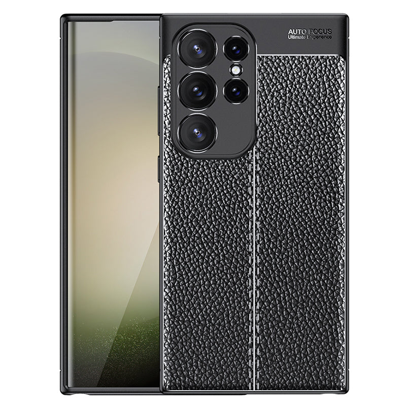 Phone Cover for Samsung Galaxy S24 Ultra Case Litchi Texture Slim Soft TPU Phone Shell - Black