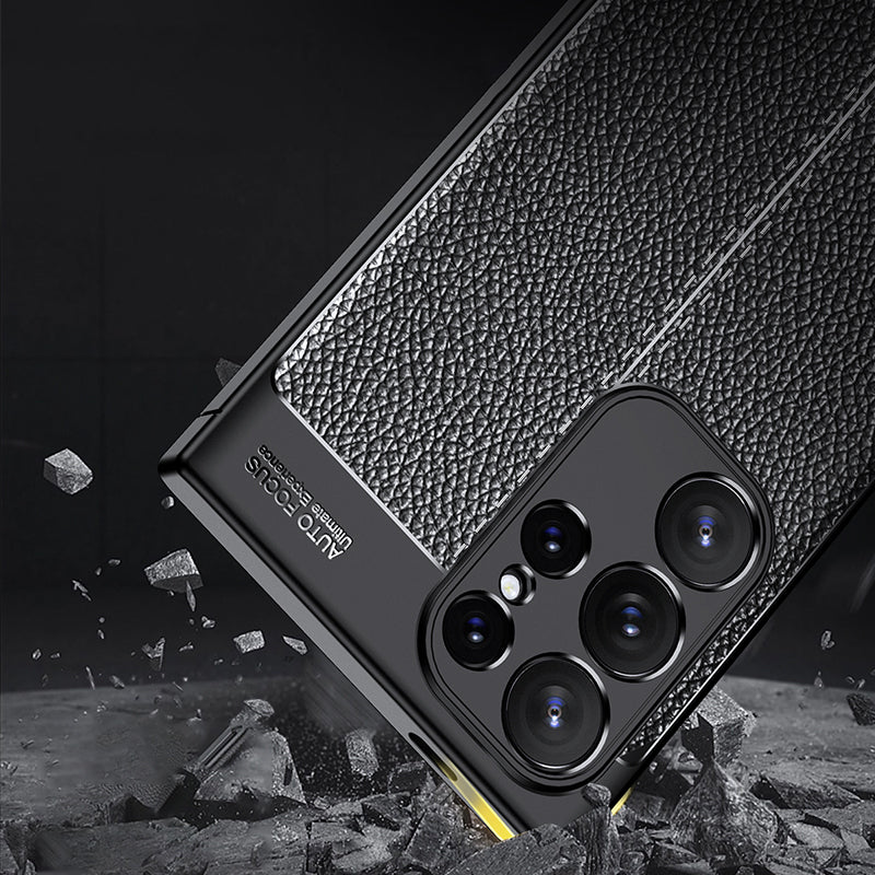 Phone Cover for Samsung Galaxy S24 Ultra Case Litchi Texture Slim Soft TPU Phone Shell - Black