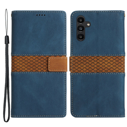 For Samsung Galaxy S24 Slim-Fit PU Leather Phone Case Stand Phone Cover Wallet with Strap - Blue